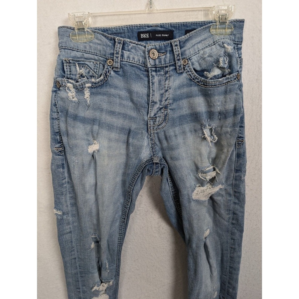 Bke Mens Jeans Size 28 x 30 Alec Skinny Distressed Cotton Blend Blue - Picture 2 of 16